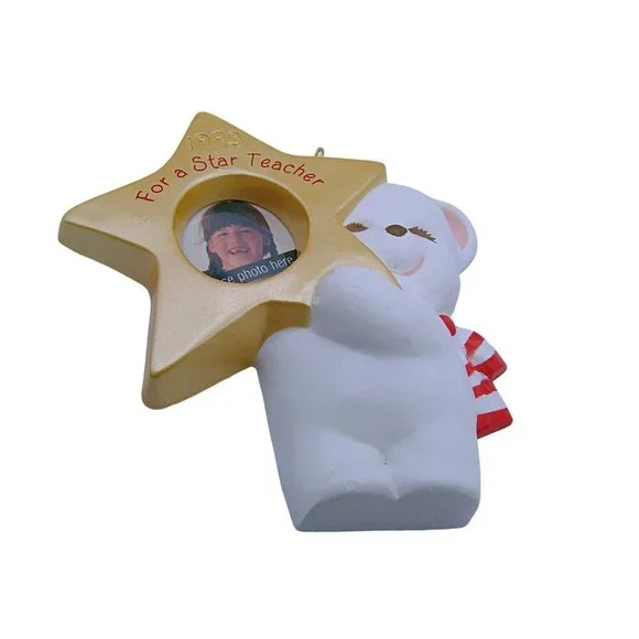 1993 Hallmark Keepsake Ornament Star Teacher White Bear Holiday or Gift Vtg NEW - Picture 4 of 11